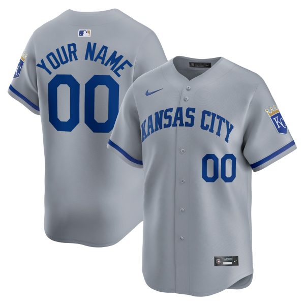 Men's Kansas City Royals  Nike Gray Away Limited Custom Jersey