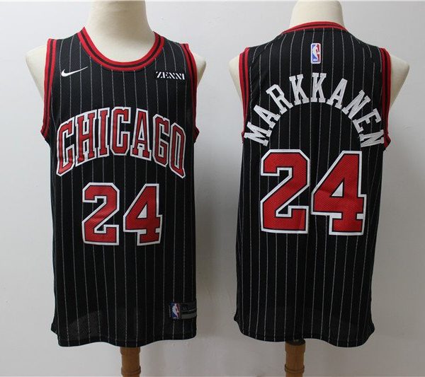 Men's Nike Chicago Bulls #24 Lauri Markkanen Black 2019-20 Statement Edition Jersey