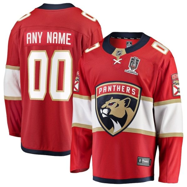 Men's Florida Panthers 2025 Stanley Cup Champions Breakaway Custom Red Jersey