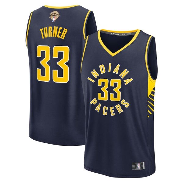 Men's Indiana Pacers #33 Myles Turner Fanatics Navy 2025 NBA Finals Fast Break Player Icon Edition Jersey