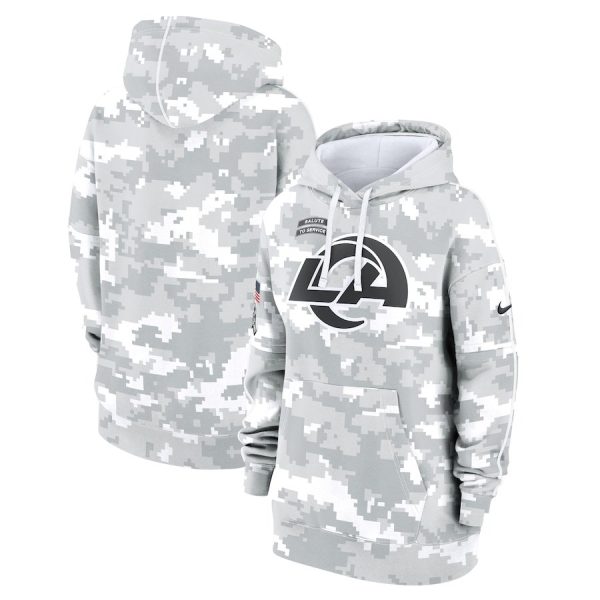 Youth Nike Arctic Camo Los Angeles Rams 2024 Salute To Service Club Fleece Pullover Hoodie