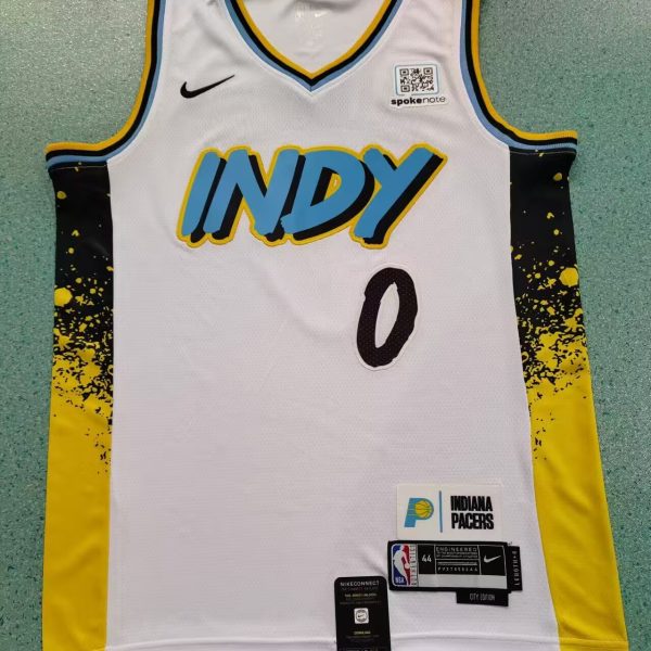 Men's #0 Tyrese Haliburton Indiana Pacers White City Edition Jersey
