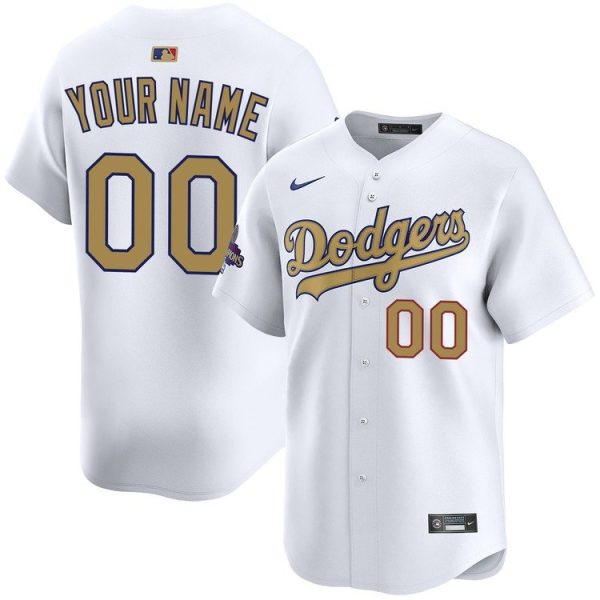 Men's Los Angeles Dodgers Home 2025 Gold Collection Limited Custom Jersey