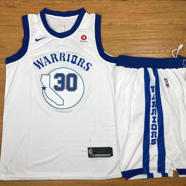 Men's Nike Golden State Warriors #30 Stephen Curry White Set Throwback NBA Swingman Hardwood Classics Jersey