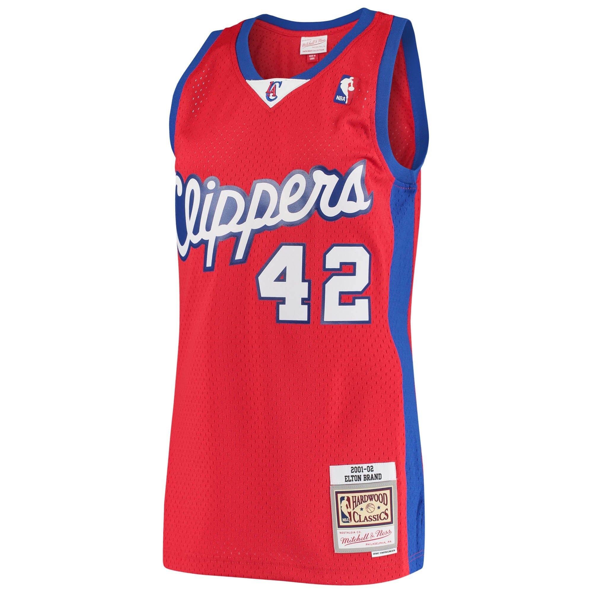 Men's LA Clippers Elton Brand Mitchell & Ness Red Hardwood Classics Swingman Jersey - Image 2