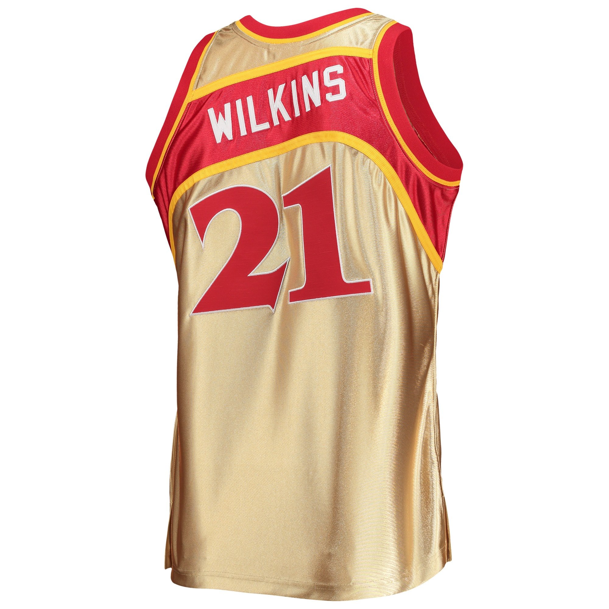 Men's Atlanta Hawks Dominique Wilkins Gold Mitchell & Ness 75th Anniversary 1986/87 Hardwood Classics Swingman Jersey - Image 4