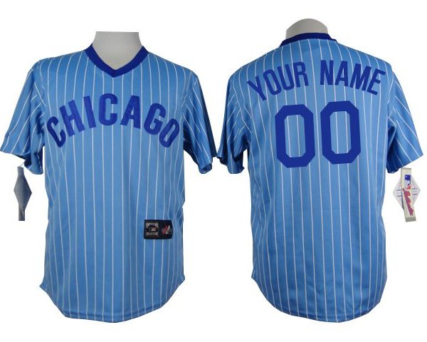 Chicago Cubs Blue Men's Customized Throwback MLB Jersey