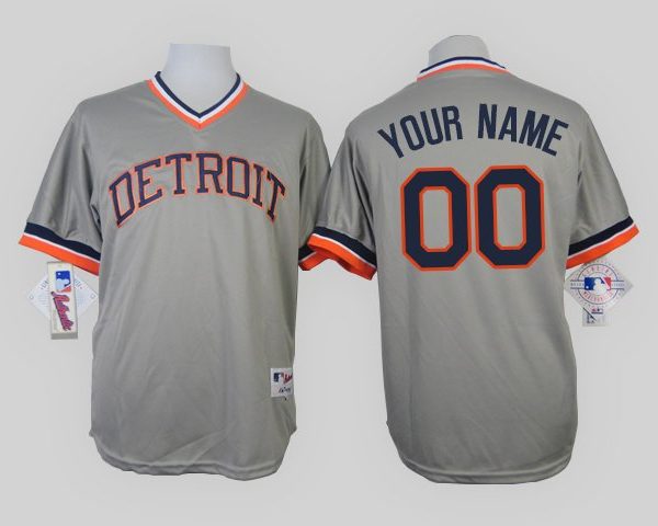 Detroit Tigers Gray 1984 Turn Back The Clock Men's Customized MLB Jersey