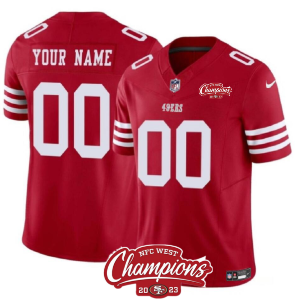 Men's San Francisco 49ers Active Player Custom Red 2023 F.U.S.E. NFC West Champions Patch Stitched NFL Jersey