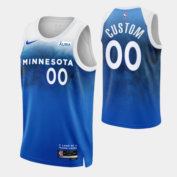 2023-24 City Edition Minnesota Timberwolves #00 Custom Blue Swingman Jersey