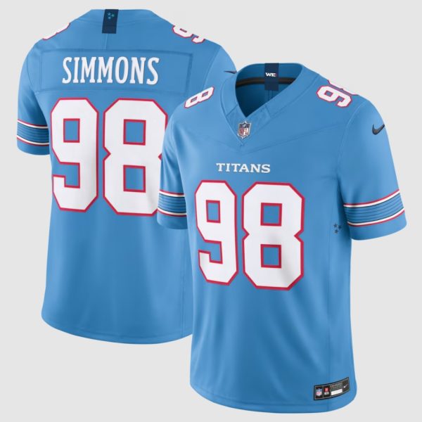 Men's Tennessee Titans Jeffery Simmons Nike Light Blue Vapor F.U.S.E. Sewn Down Limited Jersey