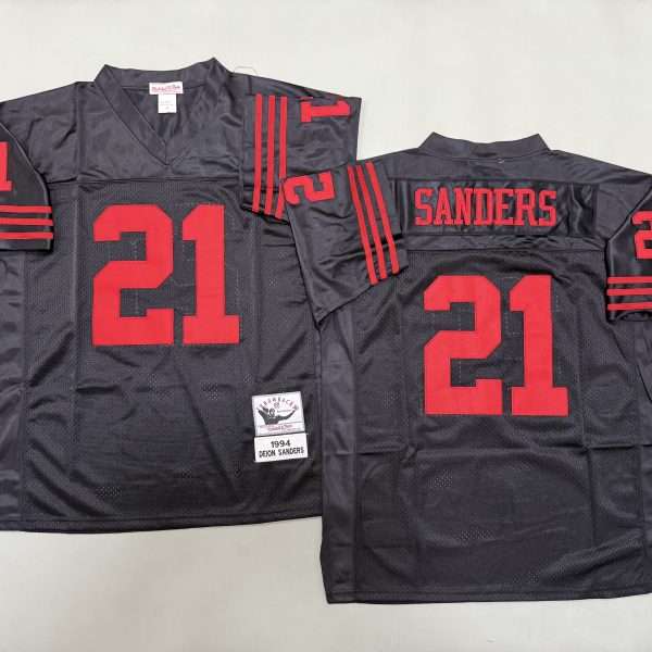 Men's #21 Deion Sanders San Francisco 49ers Black Jersey