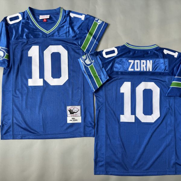 Men's #10 Jim Zorn Seattle Seahawks Blue Jersey