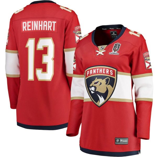 Women's #13 Sam Reinhart Florida Panthers 2025 Stanley Cup Champions Breakaway Red Jersey