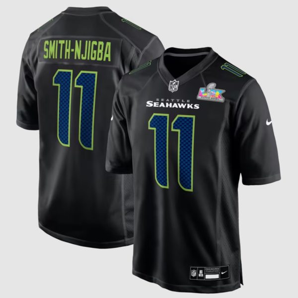 Men's Seattle Seahawks Jaxon Smith-Njigba Nike Black Super Bowl LX Patch Carbon Fashion Game Jersey