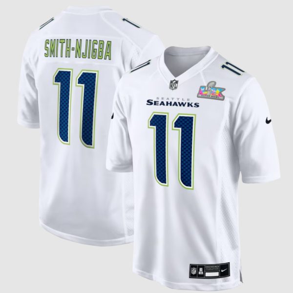 Men's Seattle Seahawks Jaxon Smith-Njigba Nike White Super Bowl LX Patch Tundra Fashion Game Jersey