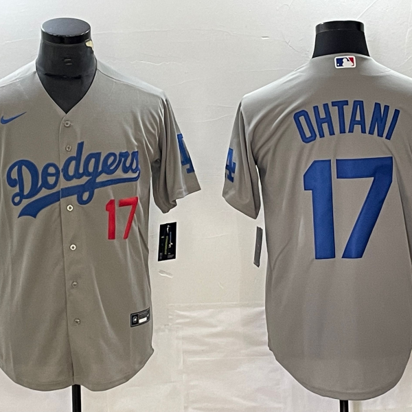 Men's Los Angeles Dodgers #17 Nike Grey Shohei Ohtani Jersey