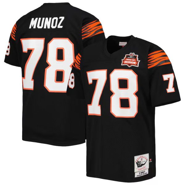 Men's Cincinnati Bengals  Anthony Mu???oz Mitchell & Ness Black Throwback Retired Player Jersey