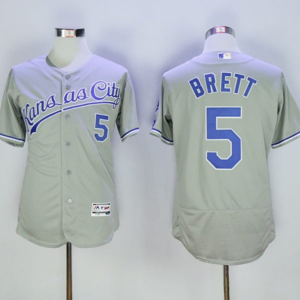 Kansas City Royals #5 George Brett Grey Flexbase Collection Stitched MLB Jersey