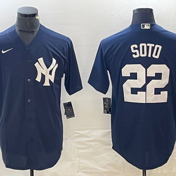 Men's Nike New York Yankees Jersey #22 Juan Soto Blue Jersey
