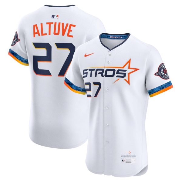 Men's #27 Jose Altuve Houston Astros Nike 2025 City Connect Elite Player White Jersey
