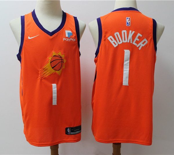 Men's Nike Phoenix Suns #1 Devin Booker Orange Statement Jersey