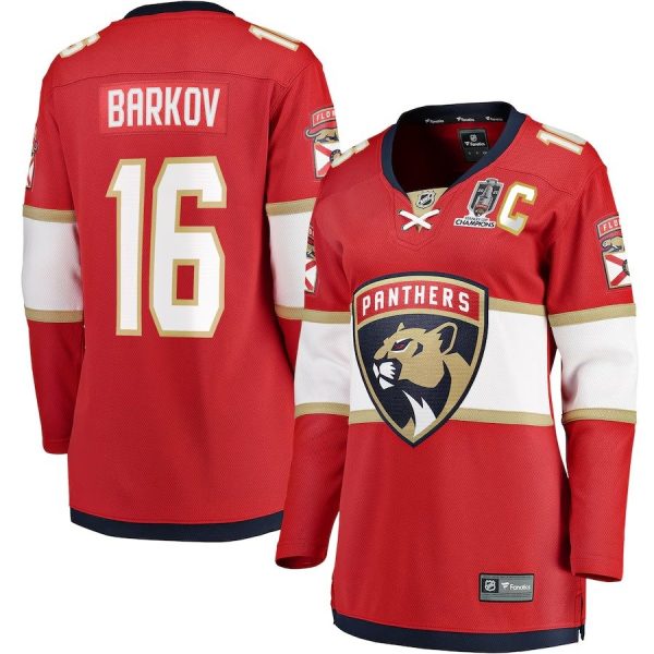 Women's #16 Aleksander Barkov Florida Panthers 2025 Stanley Cup Champions Breakaway Red Jersey