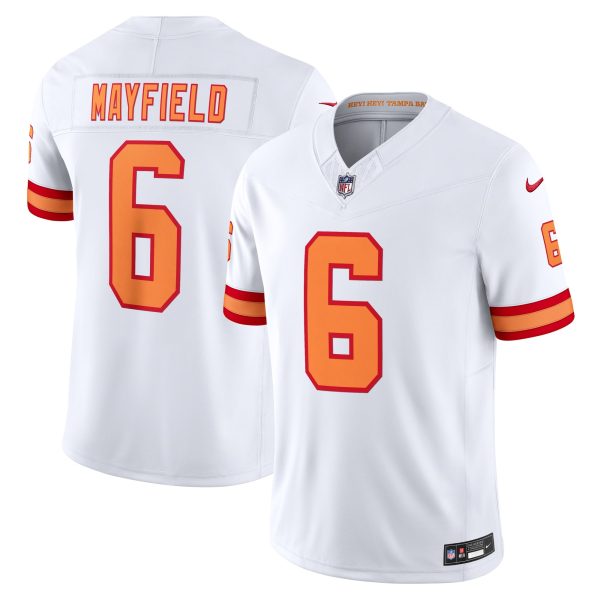 Men's '76 Tampa Bay Buccaneers #6 Baker Mayfield Nike White Vapor F.U.S.E. Player Limited Jersey
