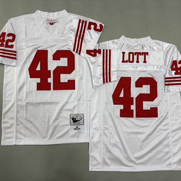 Men's #42 Ronnie Lott San Francisco 49ers White Jersey