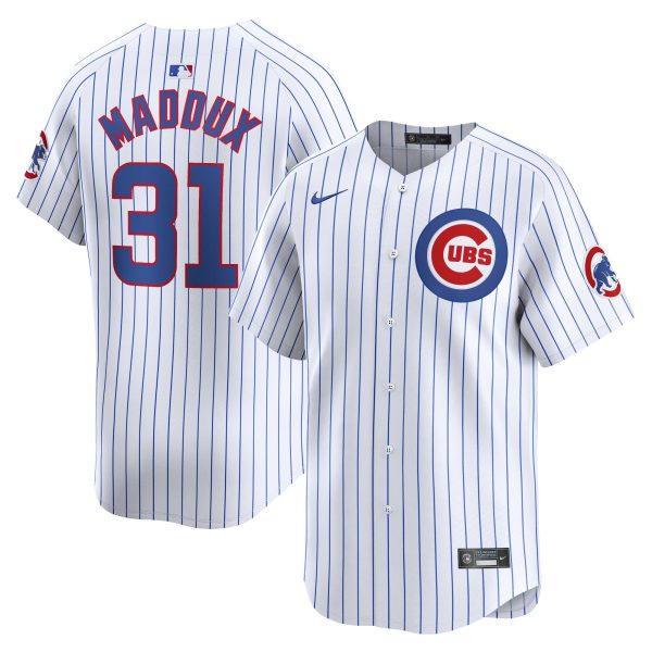 Men's Chicago Cubs #31 Greg Maddux Nike White Home Limited Player Jersey