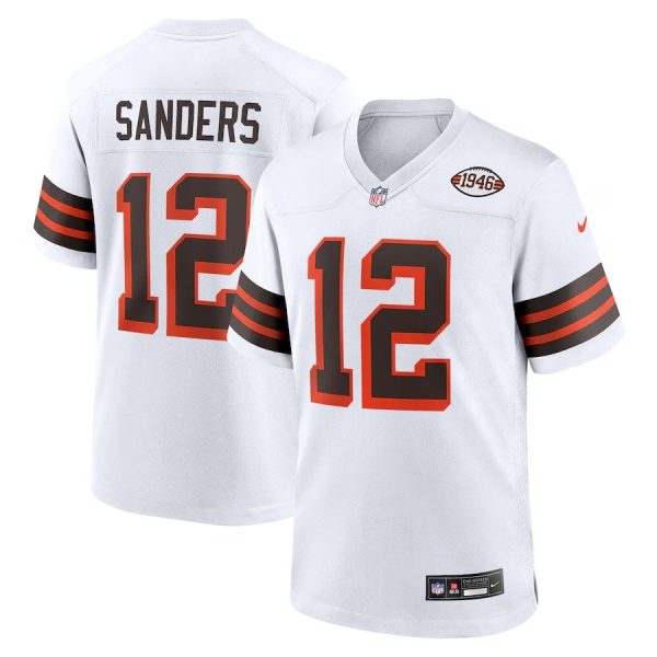 Men's #12 Shedeur Sanders Cleveland Browns Nike 2025 NFL Draft 2nd Alternate Game White Jersey