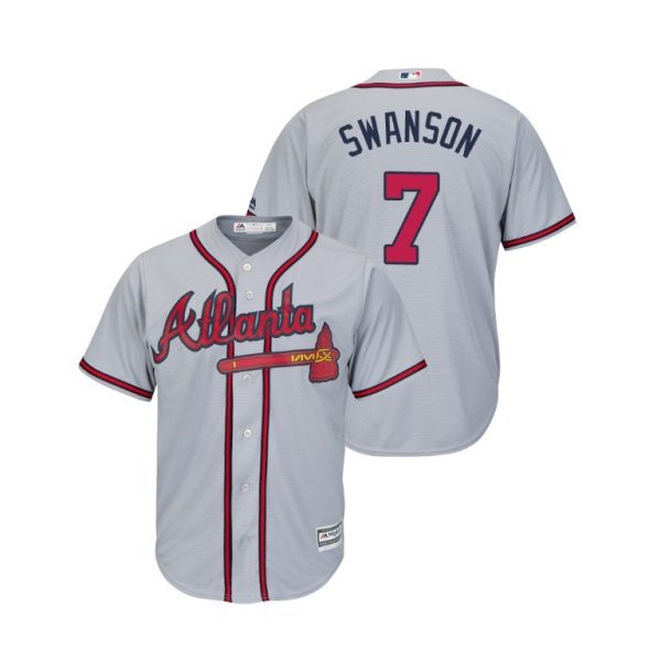Men's Atlanta Braves Dansby Swanson Majestic Road 2019 Cool Base MLB Jersey