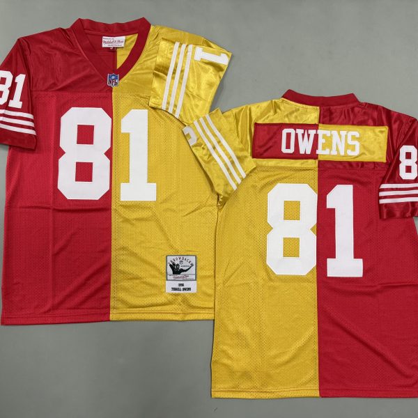 Men's #81 Terrell Owens San Francisco 49ers Red and Yellow Jersey