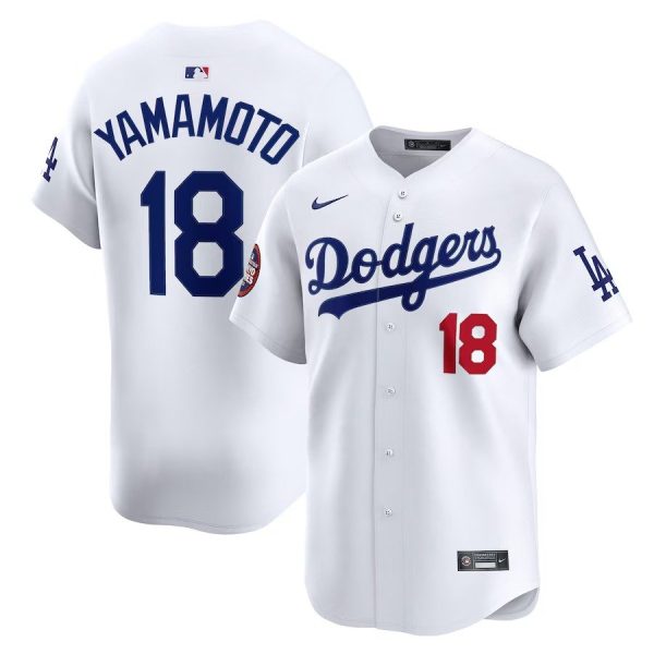 Men's #18 Yoshinobu Yamamoto Los Angeles Dodgers Nike 2025 MLB World Tour: Tokyo Series Home Limited Player White Jersey