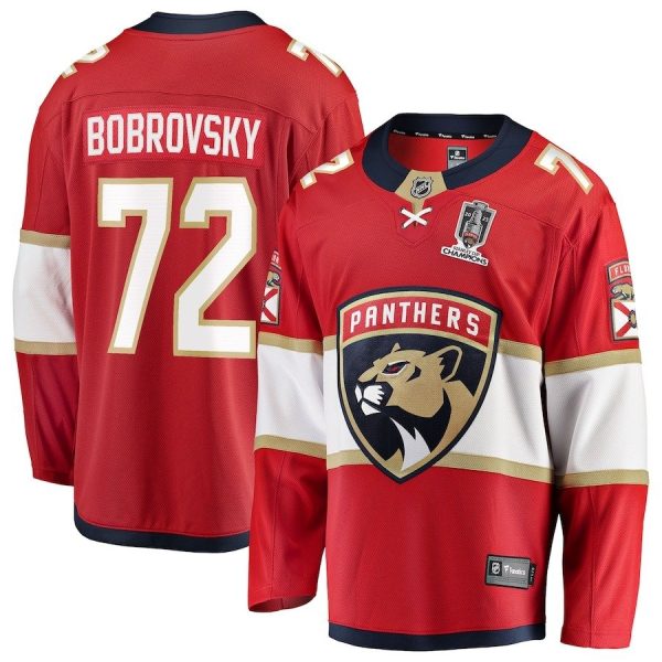 Men's #72 Sergei Bobrovsky Florida Panthers 2025 Stanley Cup Champions Breakaway Red Jersey