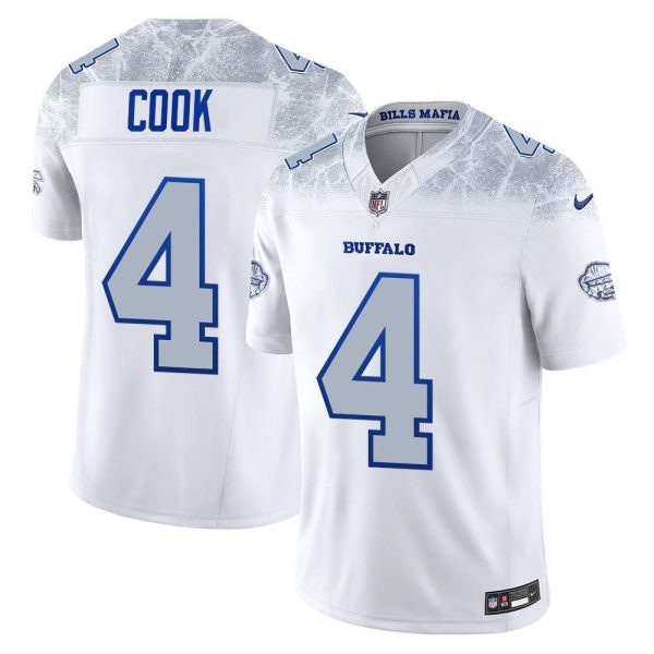 Men's Buffalo Bills #4 James Cook White Rivalries Collection F.U.S.E. Vapor Limited Stitched Jersey