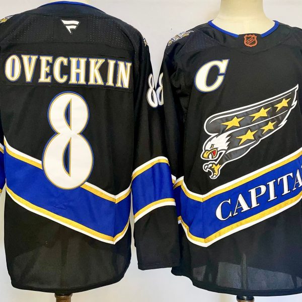 Men's #8 Alexander Ovechkin Washington Capitals Black City Edition Jersey