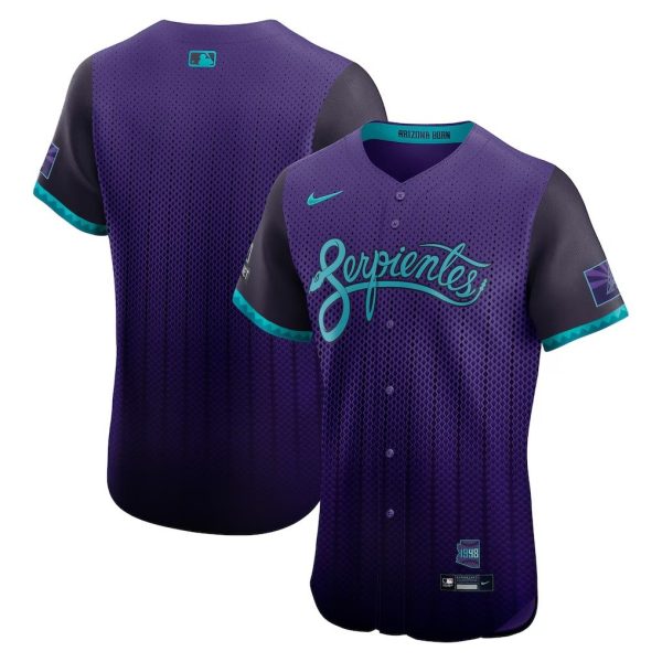 Men's Arizona Diamondbacks Nike 2025 City Connect Elite Purple Jersey With Sponsor Patch