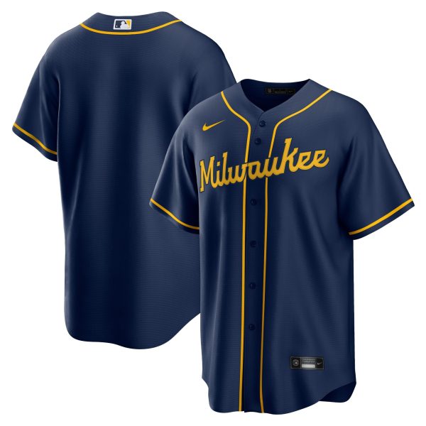 Men's Milwaukee Brewers Nike Navy Alternate Replica Team Jersey