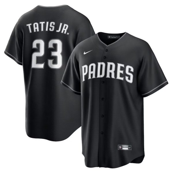 Men's San Diego Padres #23 Fernando Tatis Jr. Nike Black Lights Out Replica Player Jersey