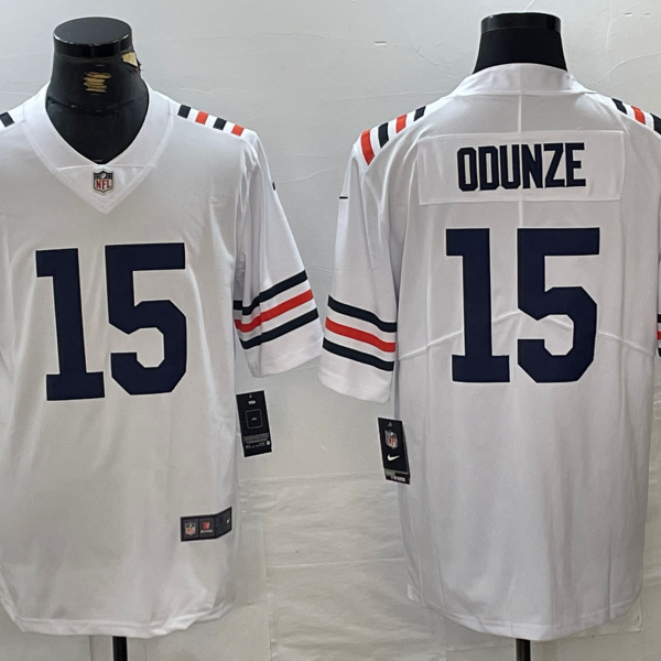 Men's Chicago Bears #15 Rome Odunze White Limited Jersey