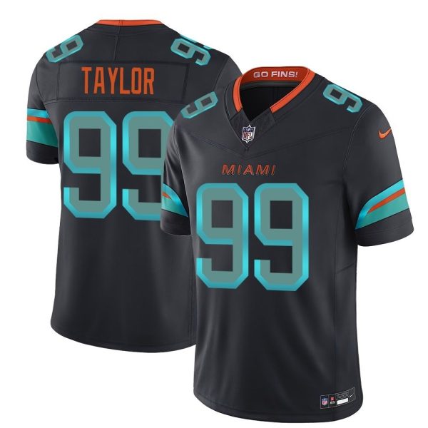 Men's Miami Dolphins #99 Jason Taylor Black Rivalries Collection F.U.S.E. Vapor Limited Stitched Jersey