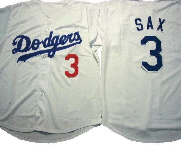 Men's Los Angeles Dodgers #3 Steve Sax Los Angeles Dodgers Home White MLB Jersey