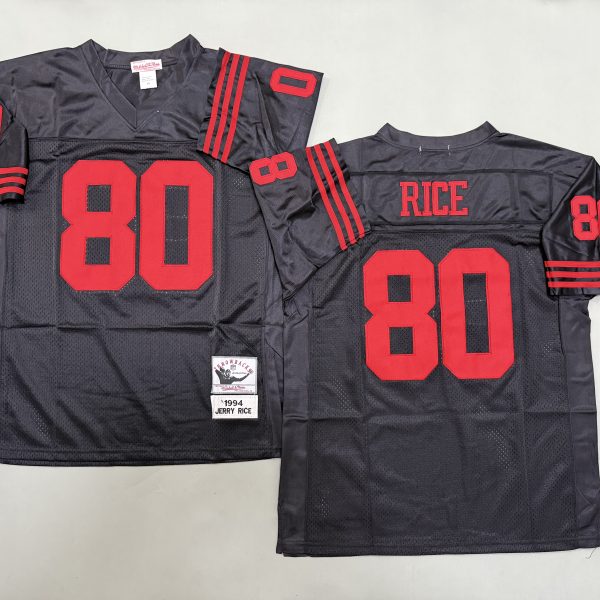 Men's #80 Rice Scarlet San Francisco 49ers Black Jersey