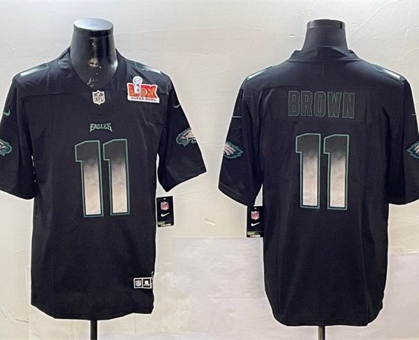 Youth Philadelphia Eagles #11 A. J. Brown Black Super Bowl LIX Smoke Fashion Vapor Untouchable Limited Stitched Jersey