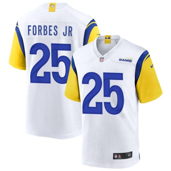 Men's Nike #25 Emmanuel Forbes Jr. White Los Angeles Rams Game Player Jersey