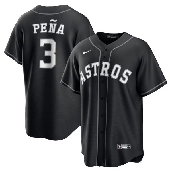 Men's Houston Astros #3 Jeremy Pena Nike Black Lights Out Replica Player Jersey