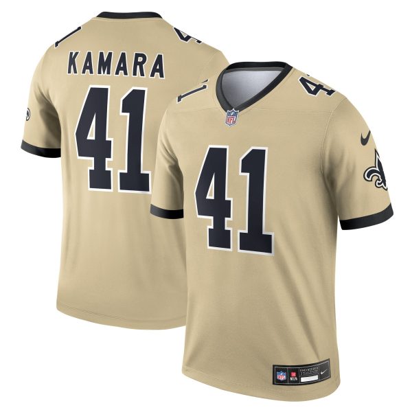 Men's New Orleans Saints #41 Alvin Kamara Nike Gold Gameday Golds Alternate Legend Player Performance Top