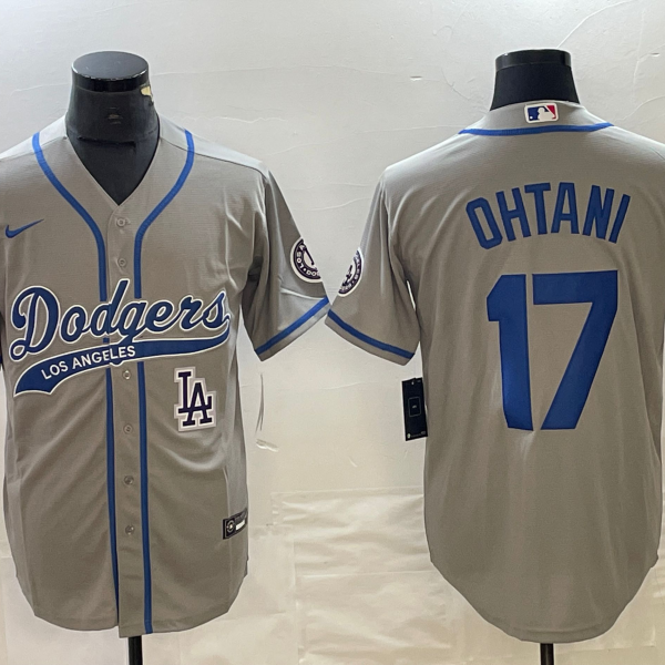 Men's Los Angeles Dodgers #17 Nike Grey Shohei Ohtani Ohtani Jersey