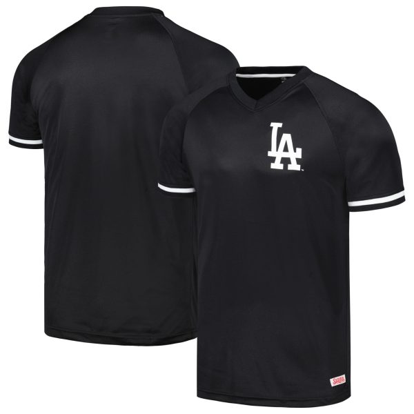 Men's Los Angeles Dodgers Stitches Black Raglan V-Neck Jersey